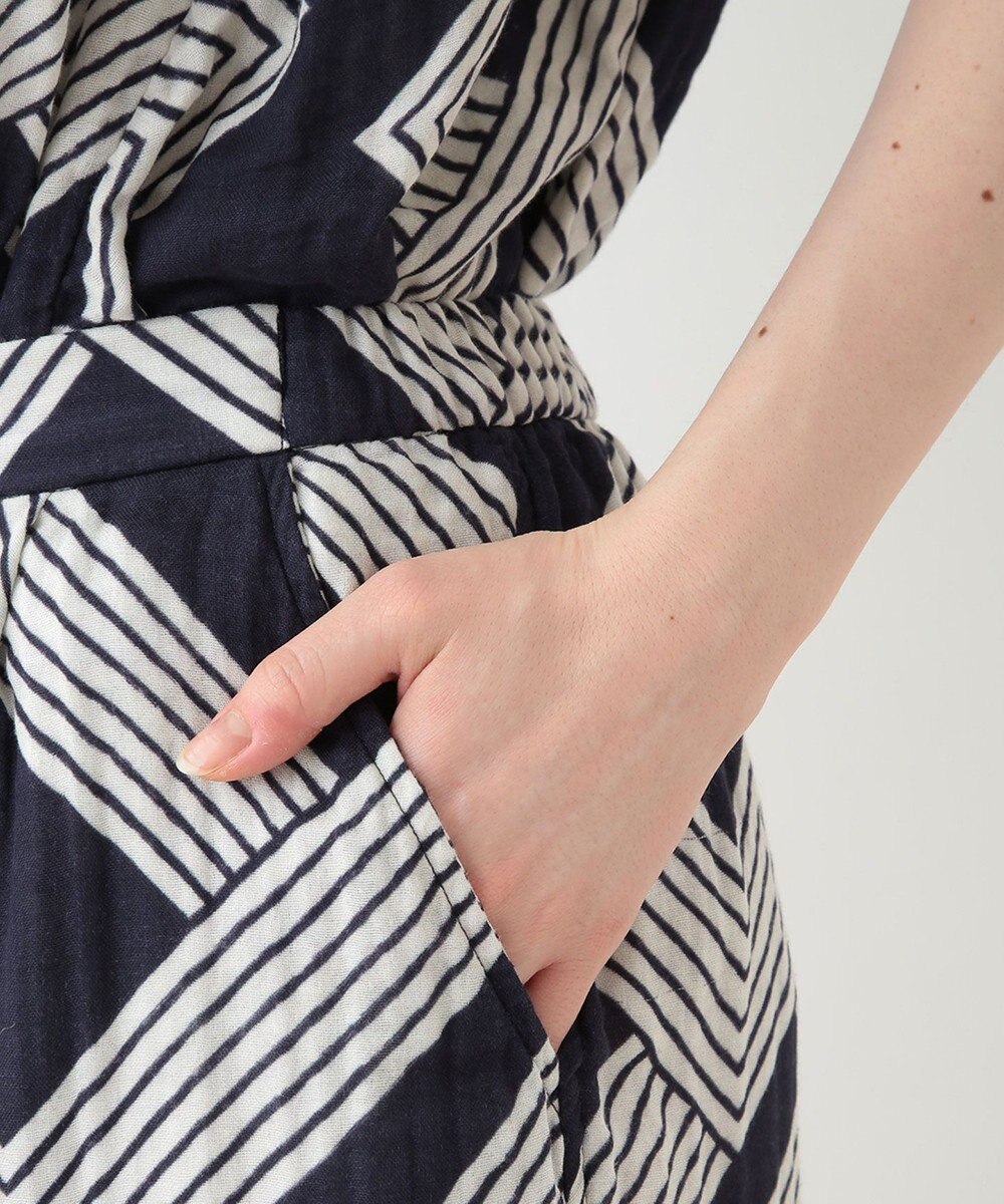 UCHINO クレープガーゼ ジオメトリックガウチョパンツ 