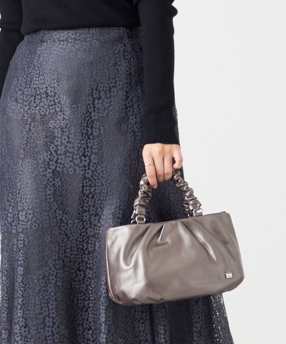 LA BAGAGERIE シープレザー ギャザーハンドル2wayラウンドトートバッグ 