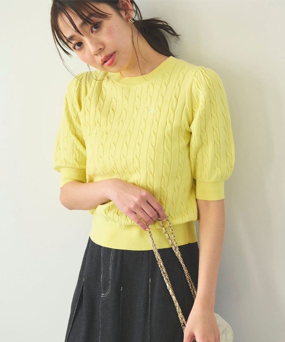 Feroux 【洗える】カラーケーブル ニット 