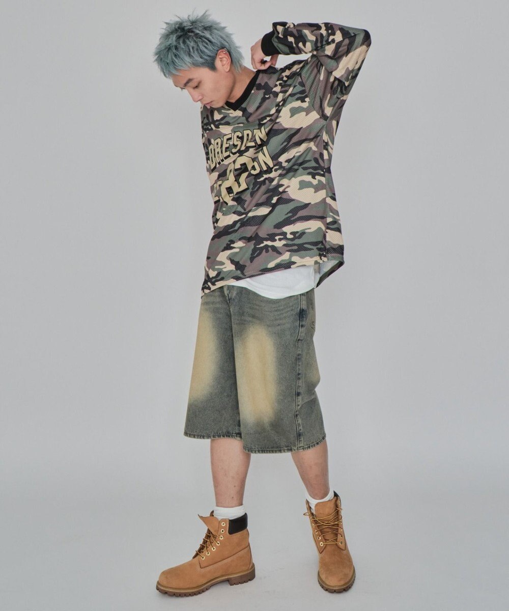 WEGO 【紐で調節可能】スーパーバギーデニムショーツ 