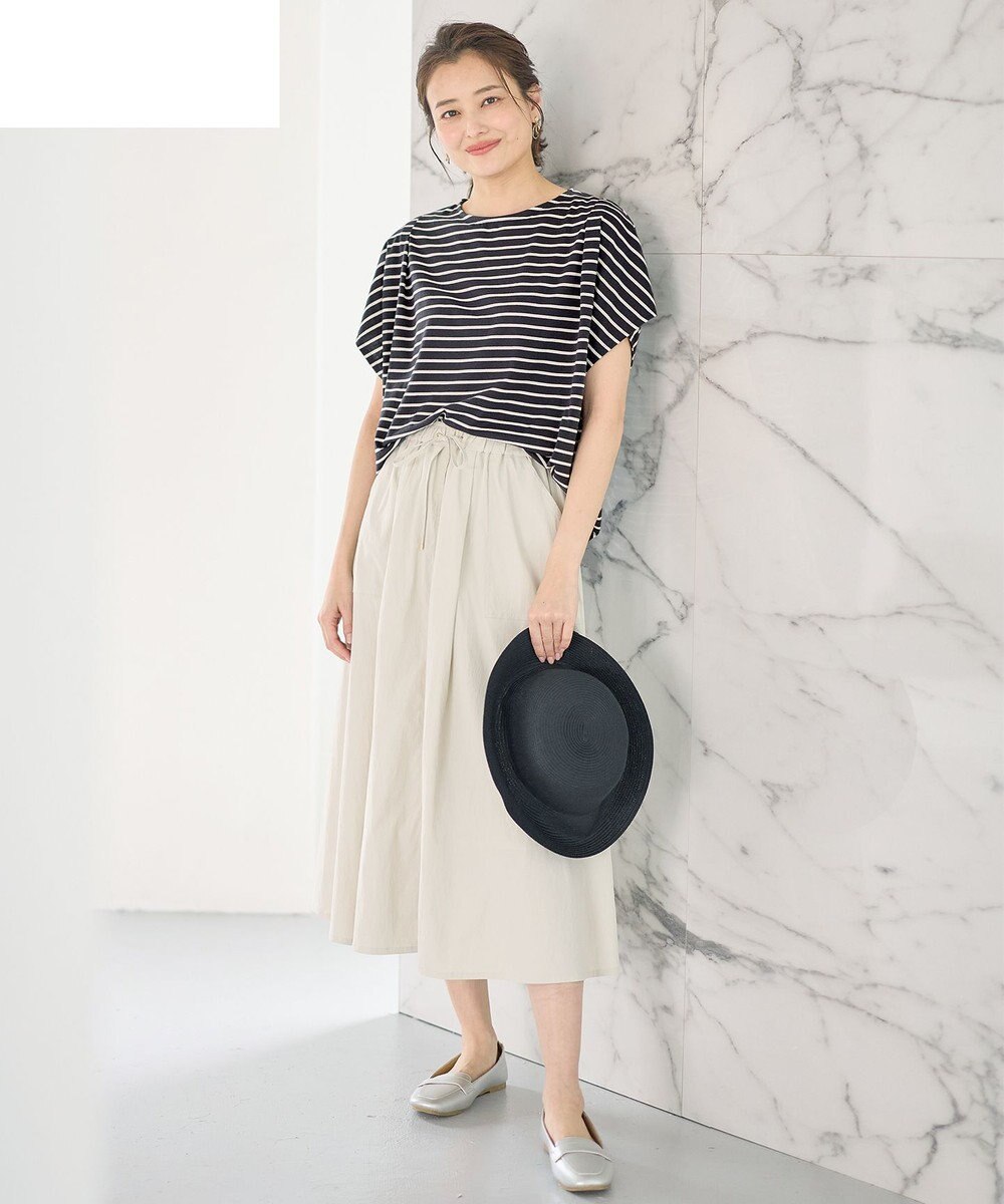 ANY 【ウエストゴム】ナイロンベイカーフレアスカート 