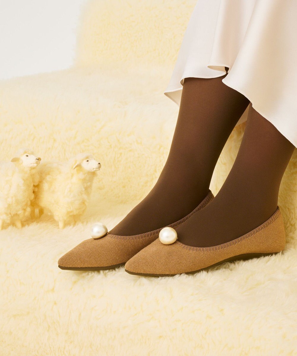 steppi 【洗える/防臭】パール付 メリノウール ポインテッドパンプス 