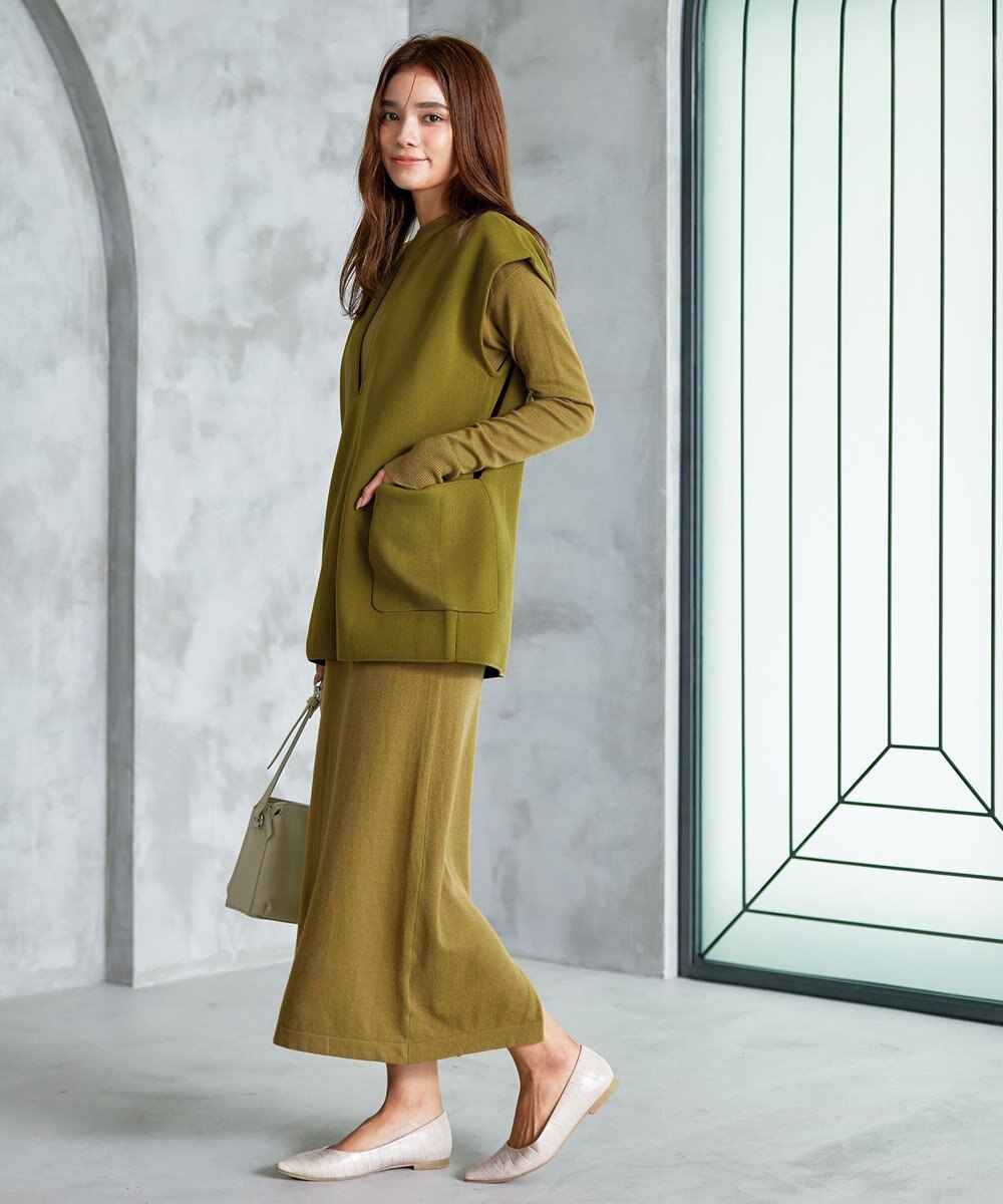 Tiaclasse 【2点セット】Wフェイスニットベスト＆ニットワンピース 