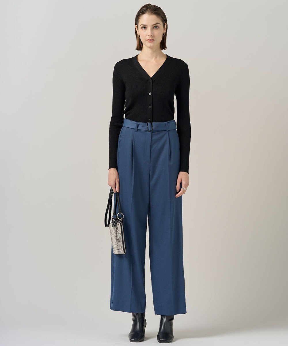 ICB L 【洗える】 エクストラファインメリノリブ Vネックカーディガン 