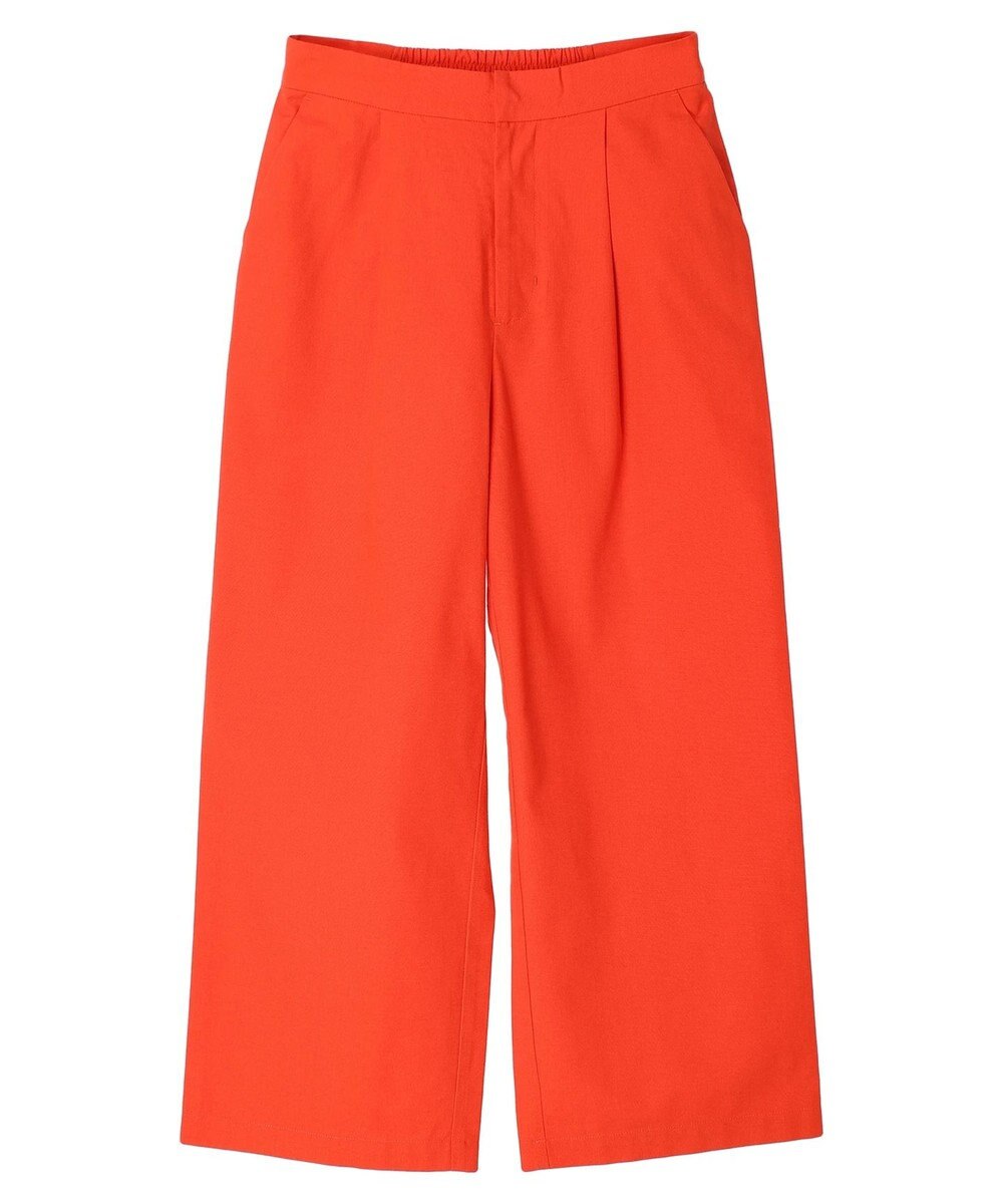 Green Parks 綿麻混タックストレートワイドパンツ 