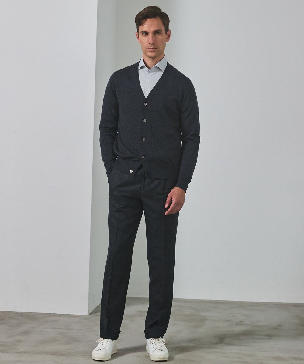 GOTAIRIKU 【シワになりにくい/ストレッチ/洗える】ウールライク シャツ_カッタウェイカラー 