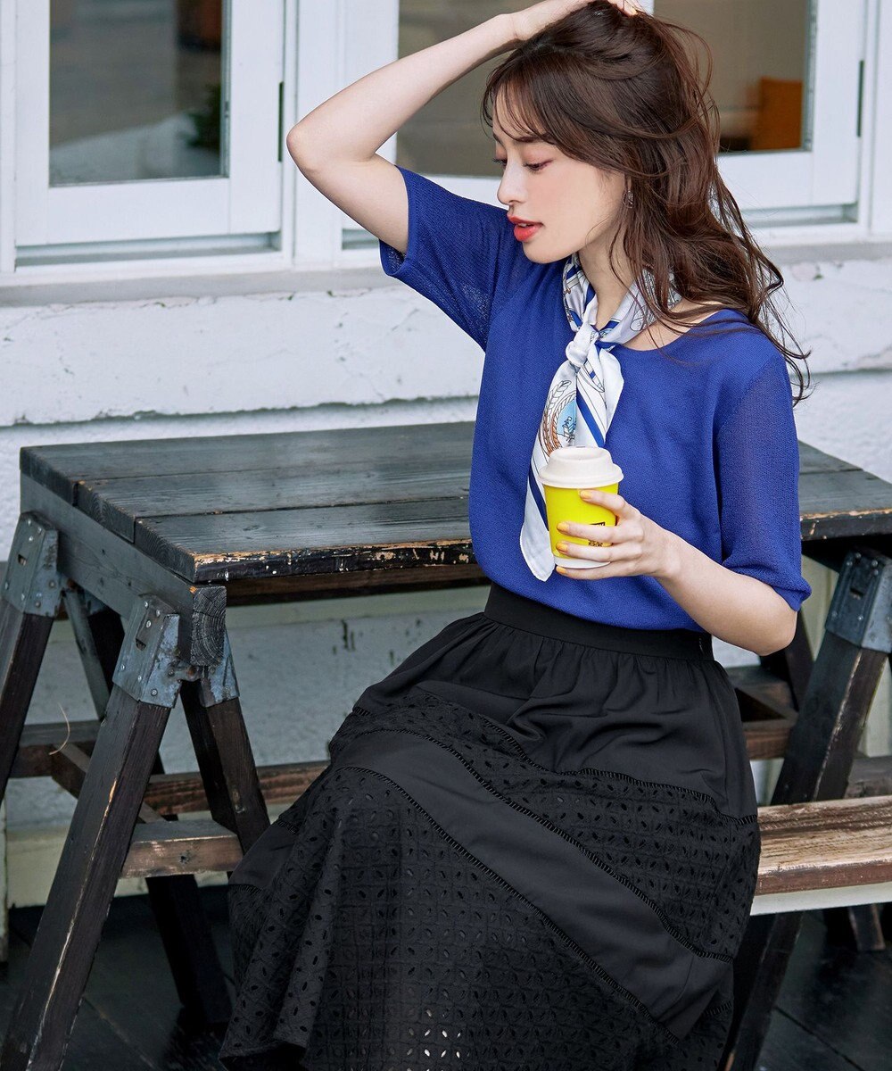 Tiaclasse L 【新色追加・洗える】幅広く活躍が期待できるレース切替スカート 