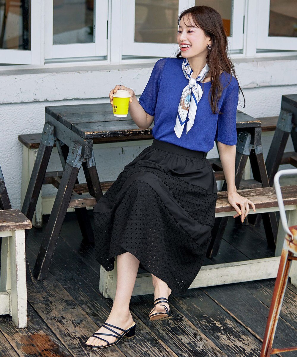 Tiaclasse L 【新色追加・洗える】幅広く活躍が期待できるレース切替スカート 