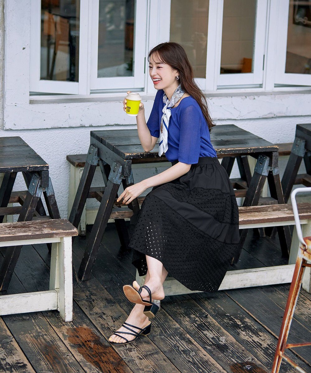 Tiaclasse L 【新色追加・洗える】幅広く活躍が期待できるレース切替スカート 