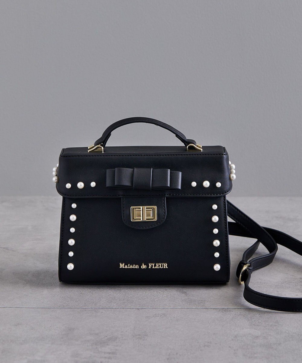 Maison de FLEUR フロントリボントップハンドルバッグ 