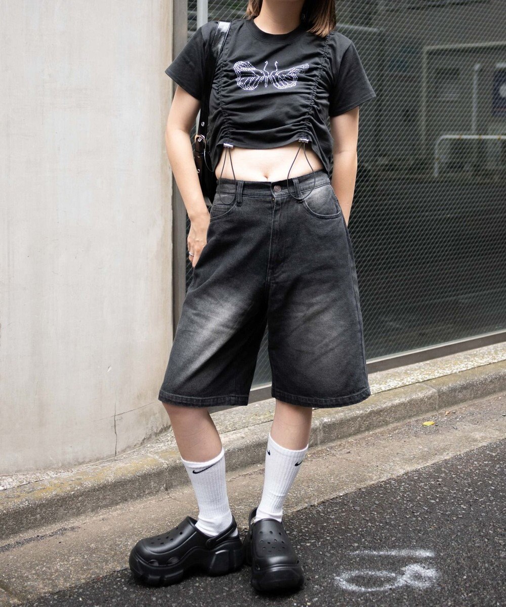 WEGO 【新色追加】ヴィンテージウォッシュデニムハーフパンツ 