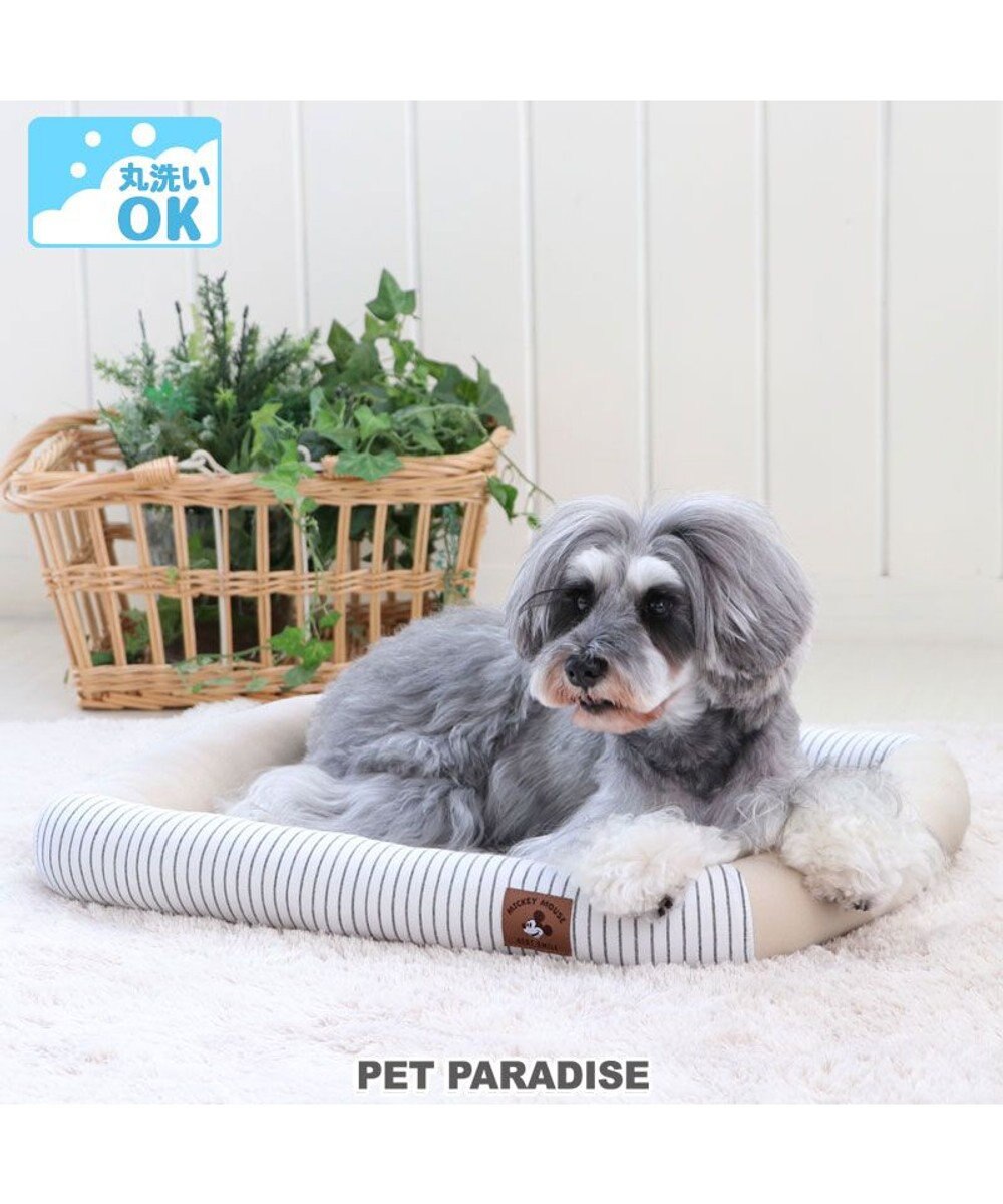 PET PARADISE 犬 カドラー ディズニー ミッキーマウス カドラーベッド (57×45cm) ウォッシャブル 洗える 犬 猫 ペットベット ハウス 小型犬 介護夏クッション グレー