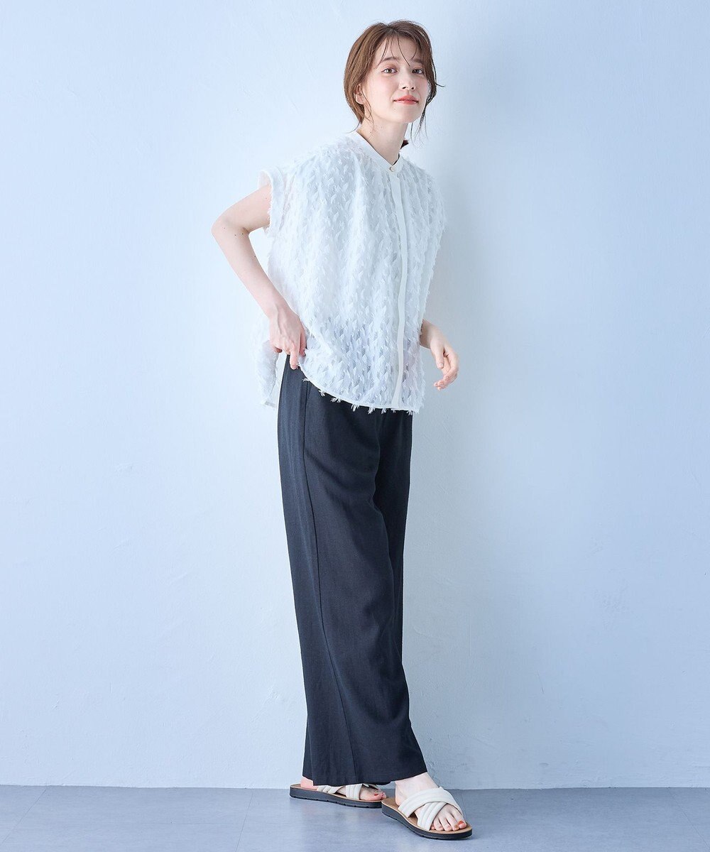 ANY 【ウエストゴム】リネンレーヨンワイドパンツ 