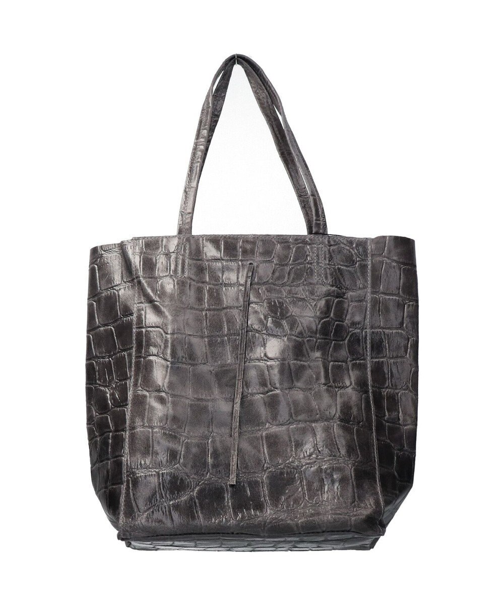 INTER-CHAUSSURES 【ANDREA CARDONE ITALI】ファスナー付き型押しレザートートバッグ 