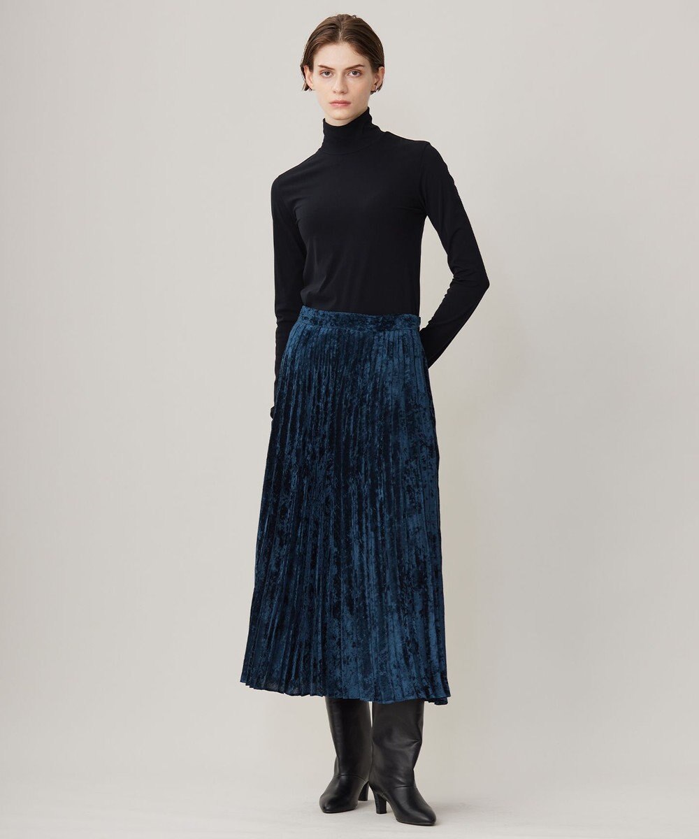 ICB 【洗える】 シアーベルベット プリーツスカート 