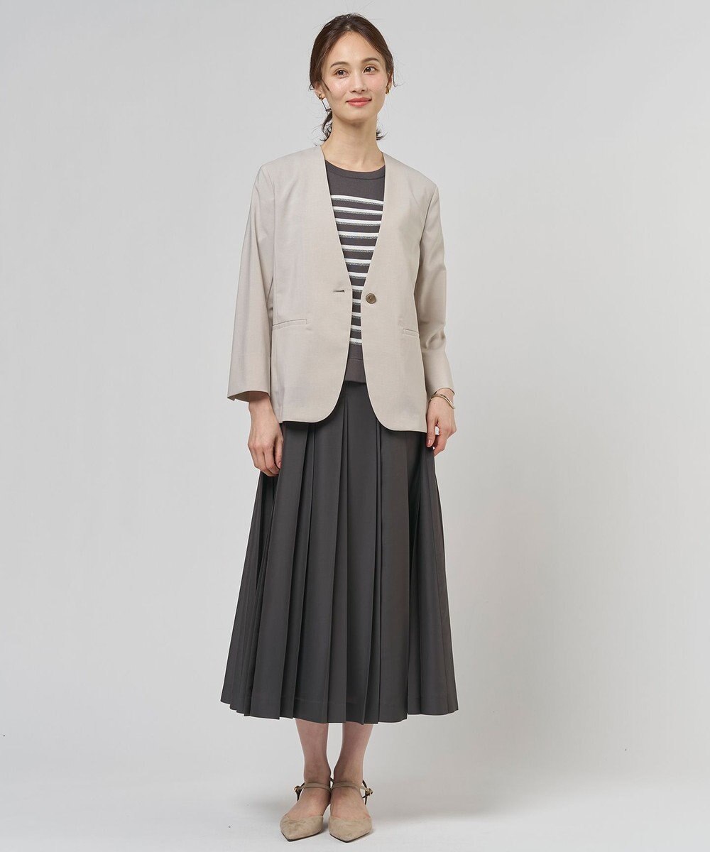 J.PRESS LADIES L エアリースパンボイル プリーツ スカート 