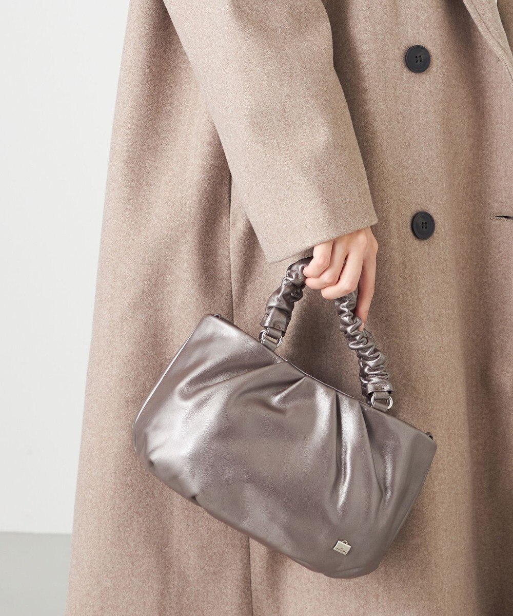 LA BAGAGERIE シープレザー ギャザーハンドル2wayラウンドトートバッグ 