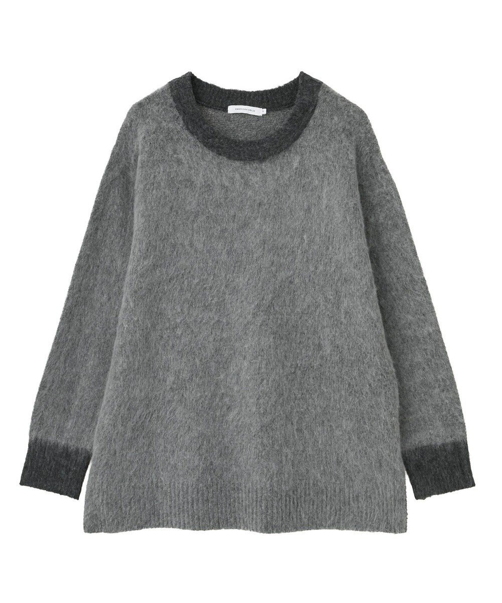 AMERICAN HOLIC 起毛バイカラーニットプルオーバー 
