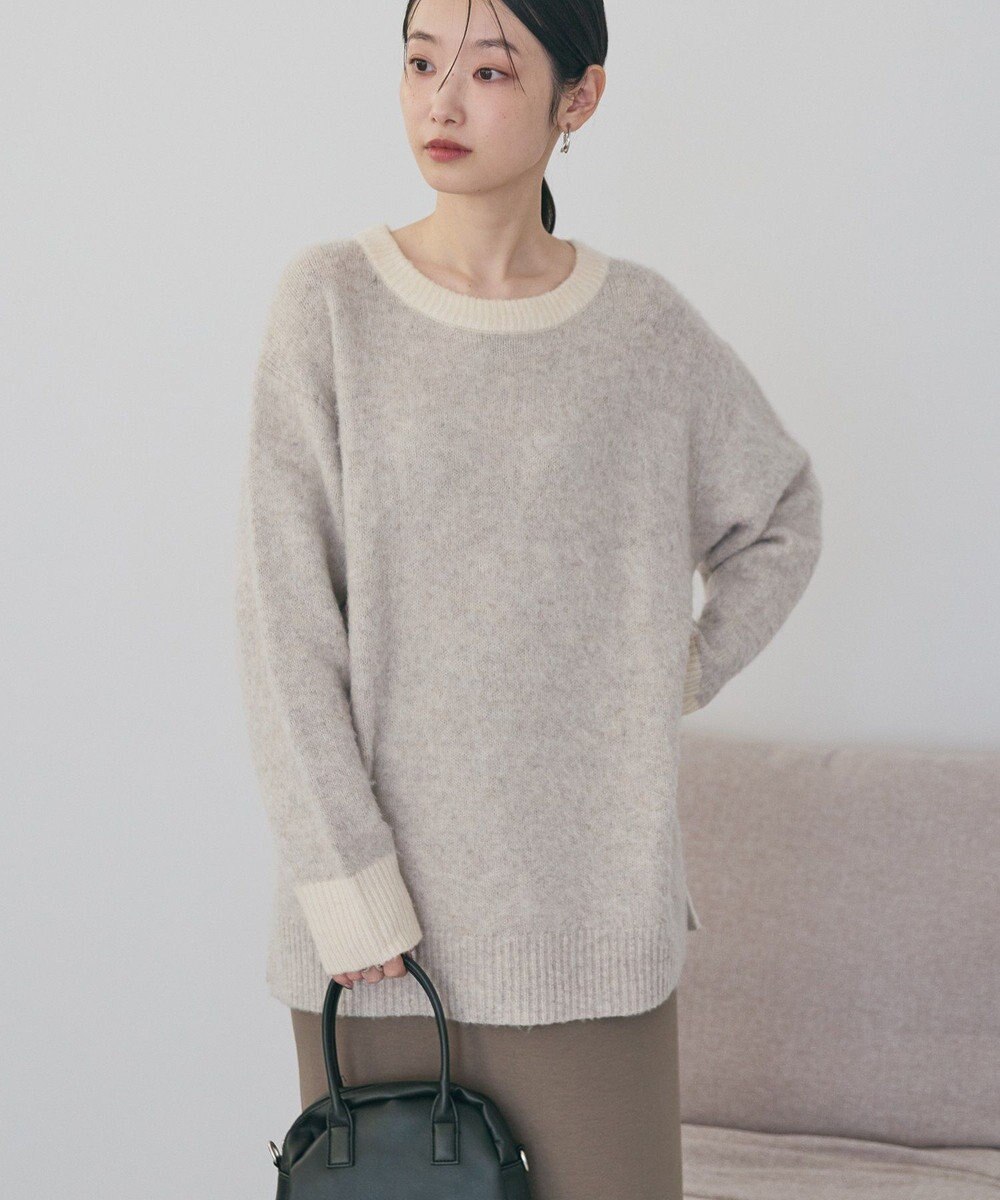 AMERICAN HOLIC 起毛バイカラーニットプルオーバー 