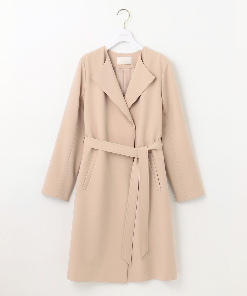 ANY SIS ノーカラーロングテロンチ コート 
