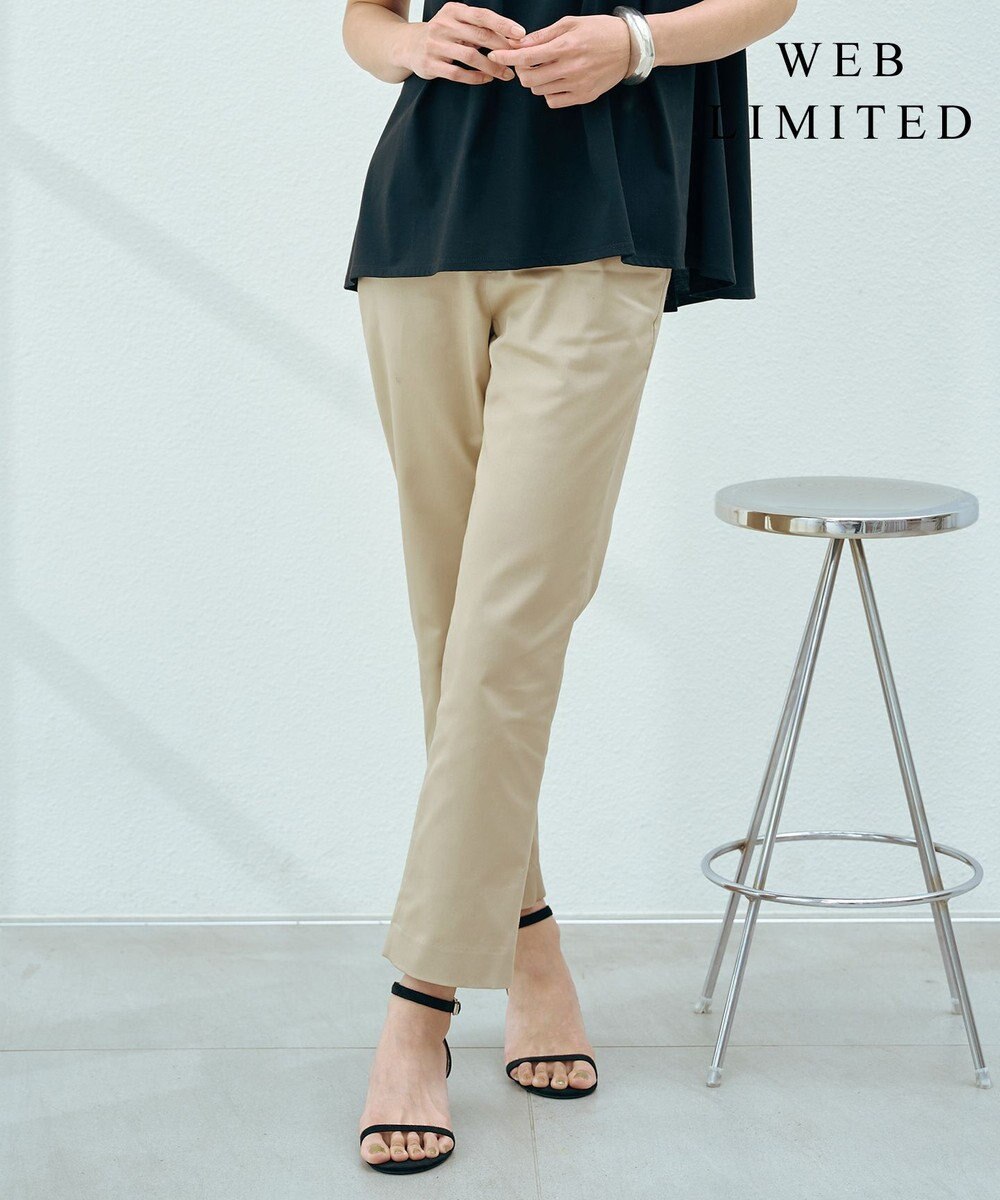 J.PRESS LADIES 【WEB限定・洗える】シャンブレーサテン テーパード パンツ 