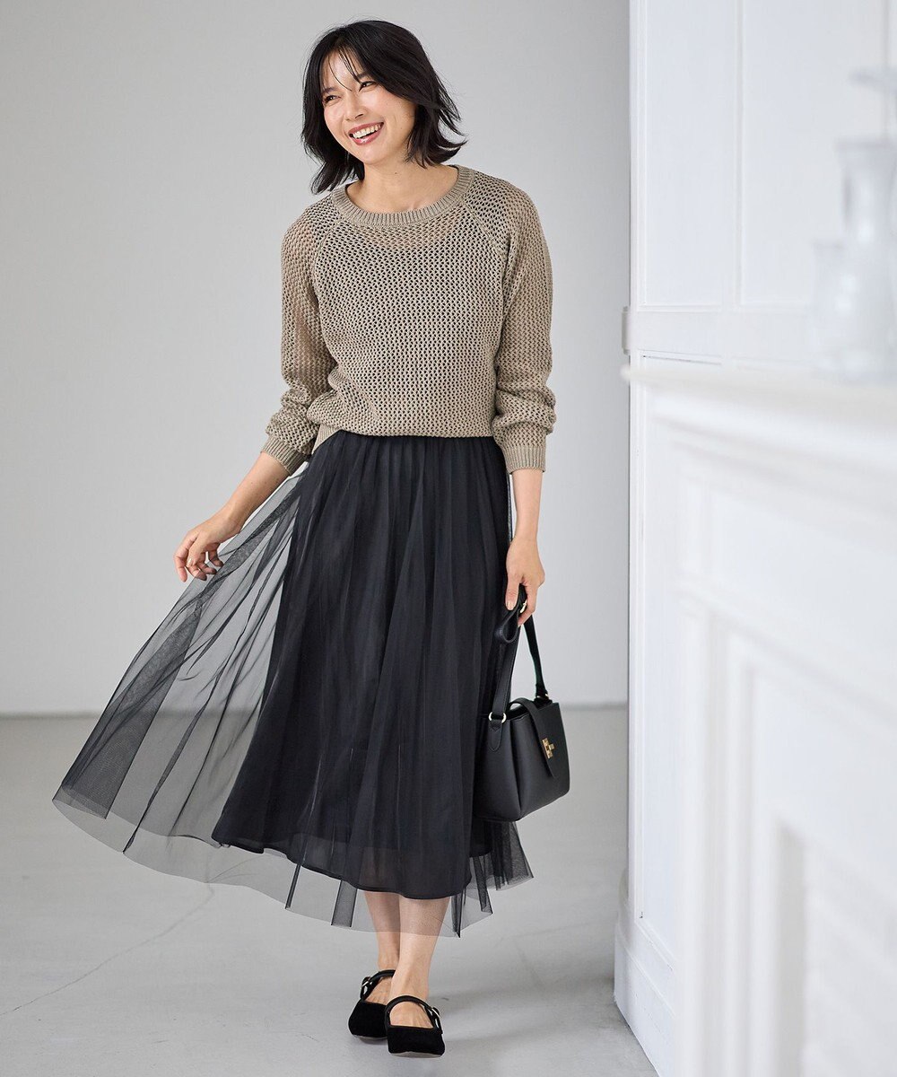 ANY L 【洗濯機可】ラメニットメッシュプルオーバー 