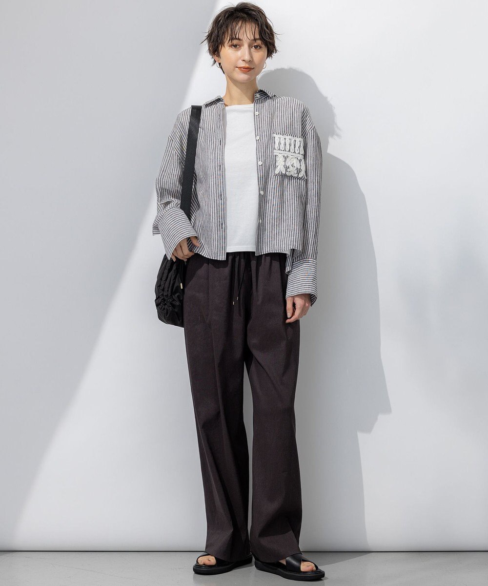 23区 L 【洗える】LIBECO クロップド シャツ 