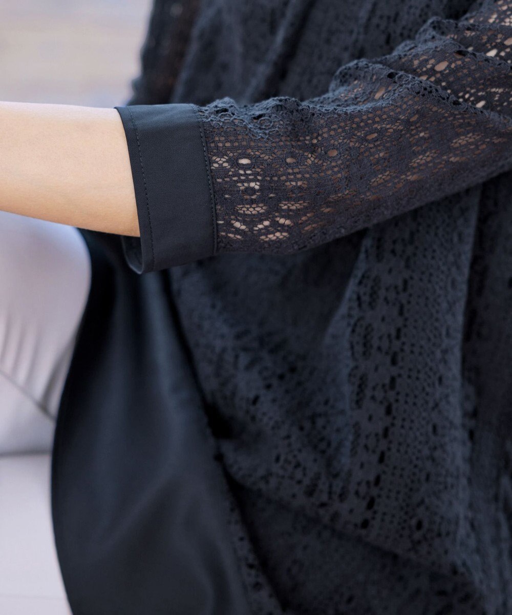 Tiaclasse L 【洗える】レースコンビチュニックブラウス 