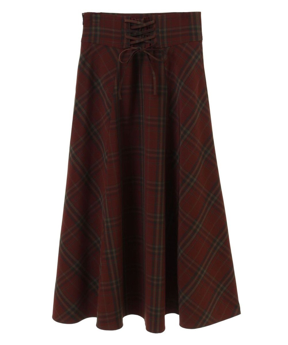 earth music&ecology バックレースアップチェックスカート 