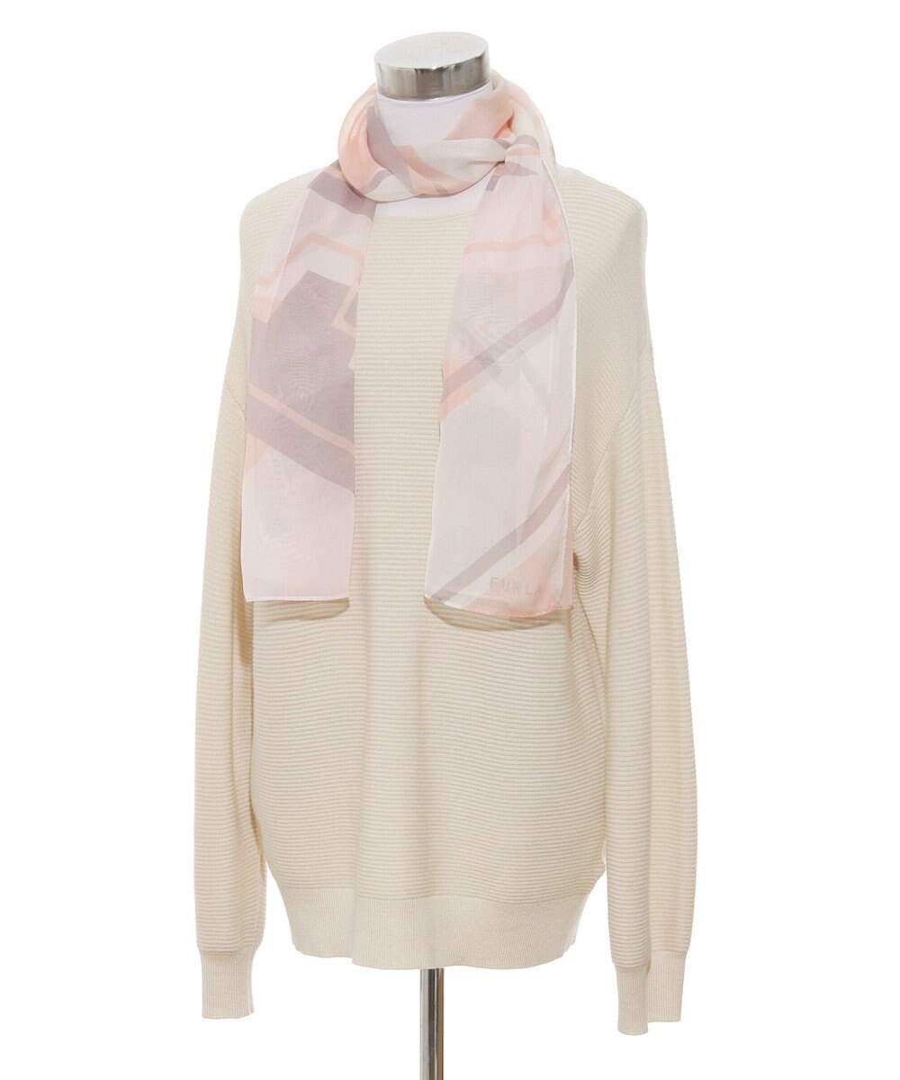 MOONBAT 【シルク100%】フルラ (FURLA) シルクシフォンロングスカーフ アーチロゴ 150cm×35cm 