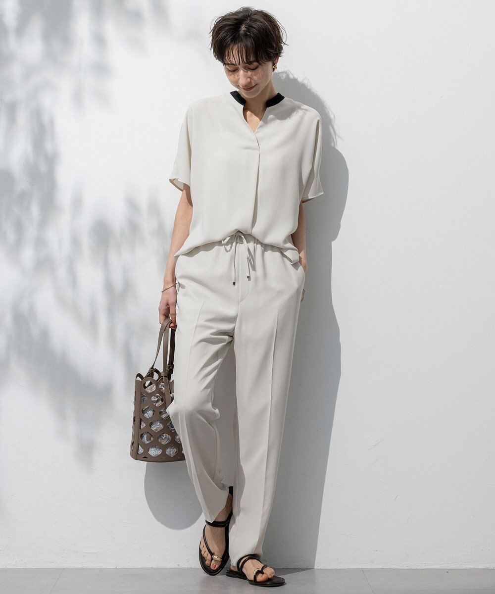 23区 【Oggi7月号掲載/吸水速乾/接触冷感/UVカット】ストレッチジョーゼット テーパード パンツ 