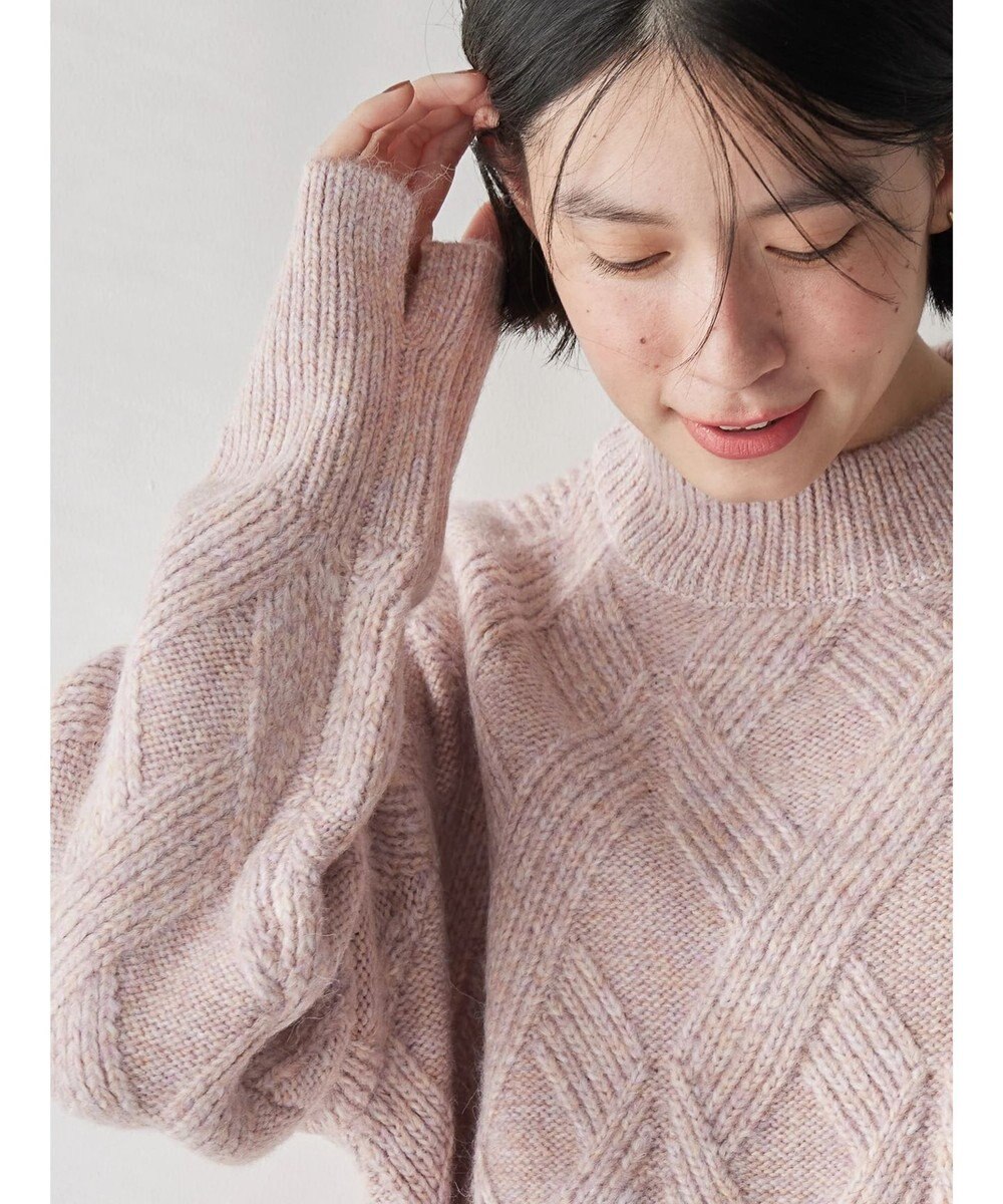 AMERICAN HOLIC Ｍｉｘヤーンモックネックケーブルニットプルオーバー 