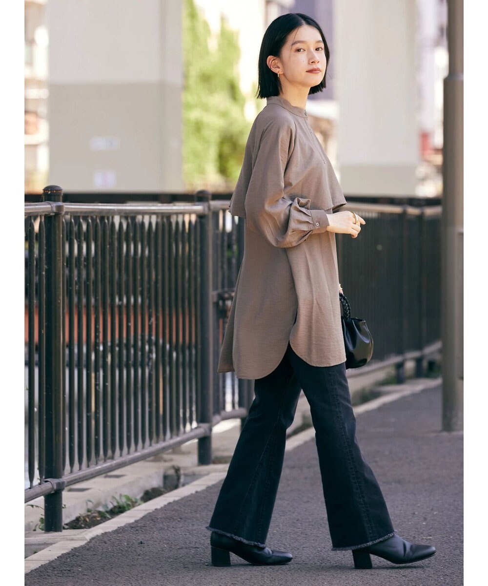 AMERICAN HOLIC バンドカラーフリルシャツチュニック 