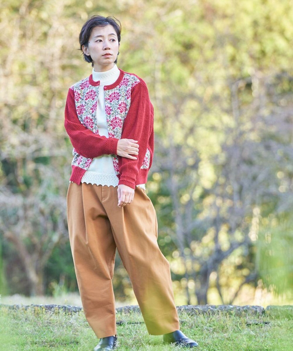 muuc 〈うっとり柔らか上質な極細繊維〉〈前身頃は希少なモヘアとシルク×後ろ身頃はウール100%〉フラワージャカード カーディガン 