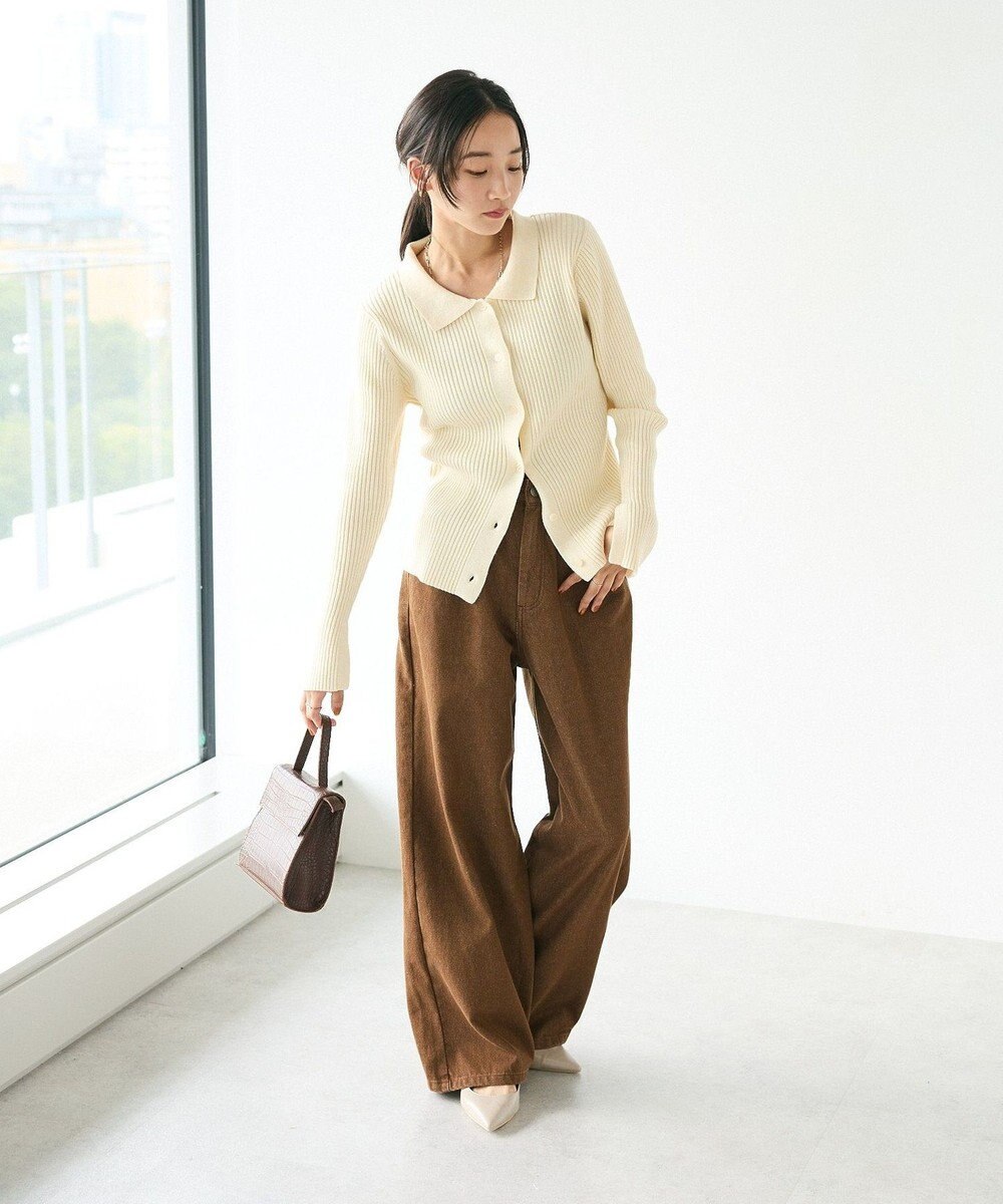 CRAFT STANDARD BOUTIQUE 襟付きニットコンパクトカーディガン 