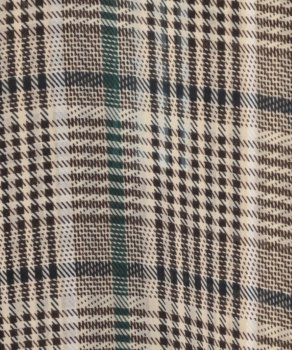 組曲 【洗える】シアーチェック 半袖ブラウス 