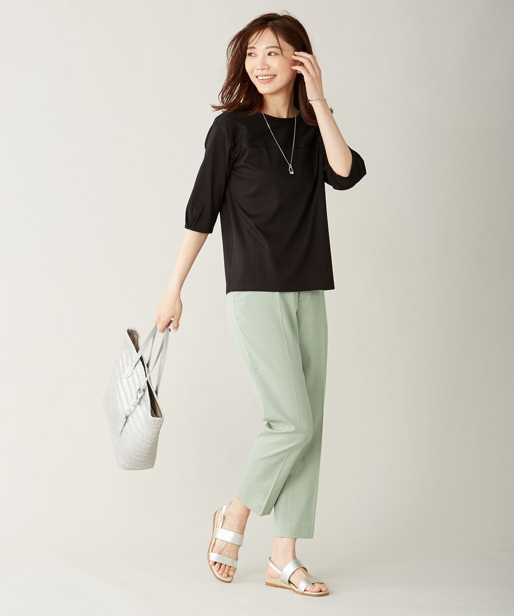 J.PRESS LADIES S 【シワになりにくい】コットンフィッティーシャーク テーパードパンツ 