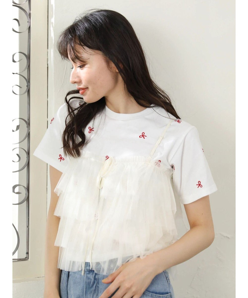 Green Parks ・Ｄｏｕｂｌｅ　Ｆｌａｇｓ　リボン刺繍ＴＥＥ 