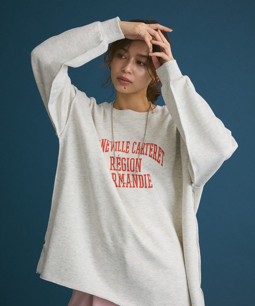 Green Parks 裏起毛配色ステッチロゴチュニック 