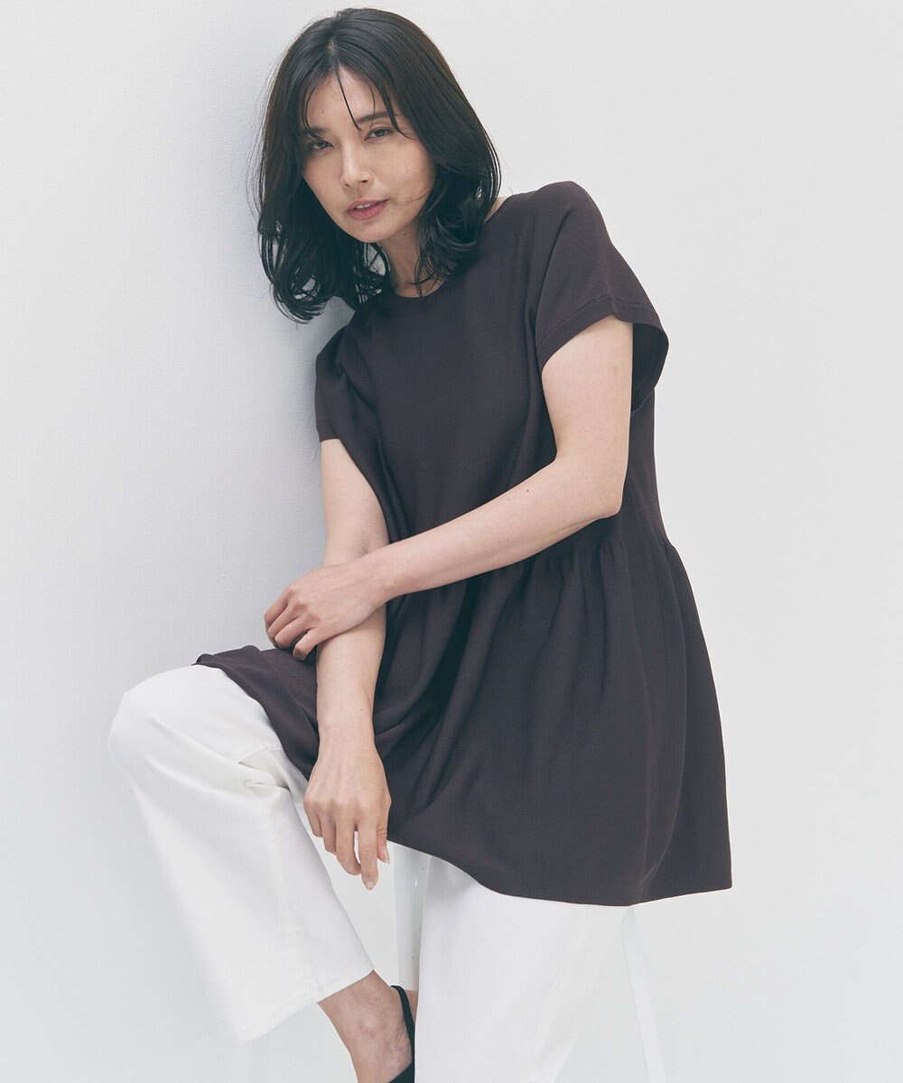 UNFILO L スゴ機能美ニット フレンチスリーブ ペプラム 