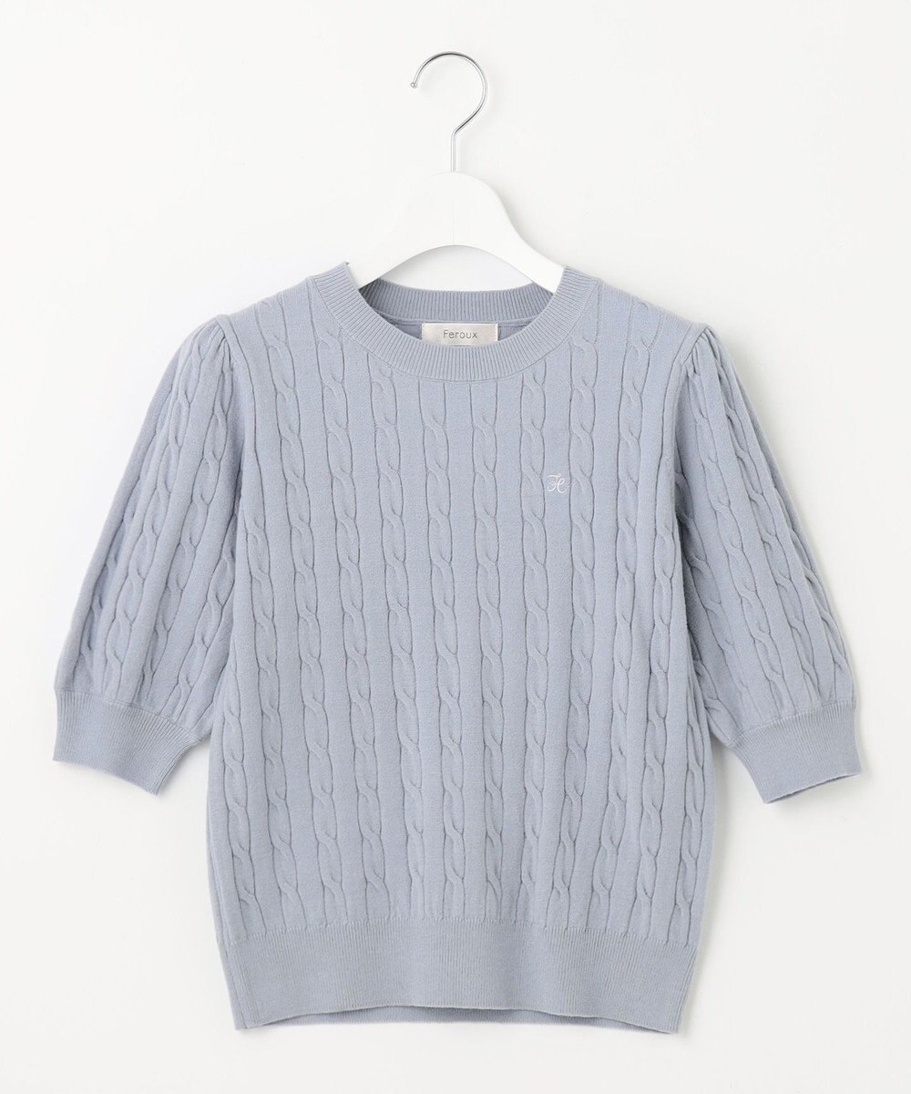 Feroux 【洗える】カラーケーブル ニット 