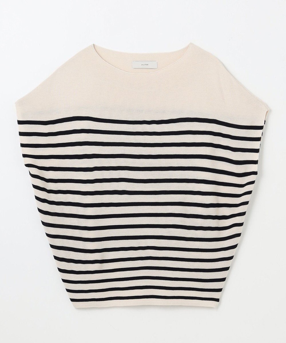 ANY 【洗濯機可/アンチピリング/UVカット】アクリルガーターフレンチスリーブニット 