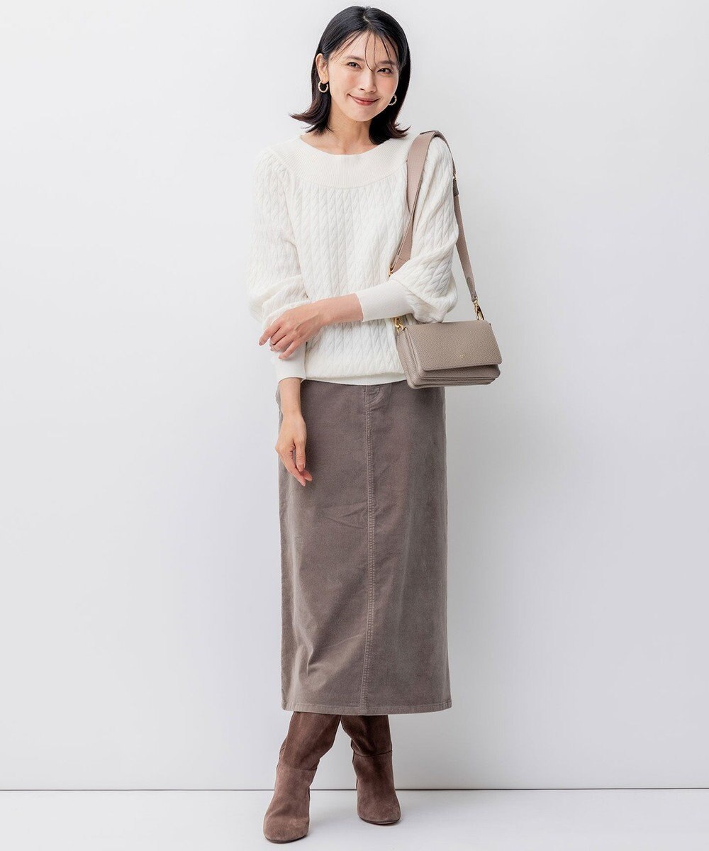 23区 【洗える】23区DENIM ベルベットストレッチ Aライン スカート 