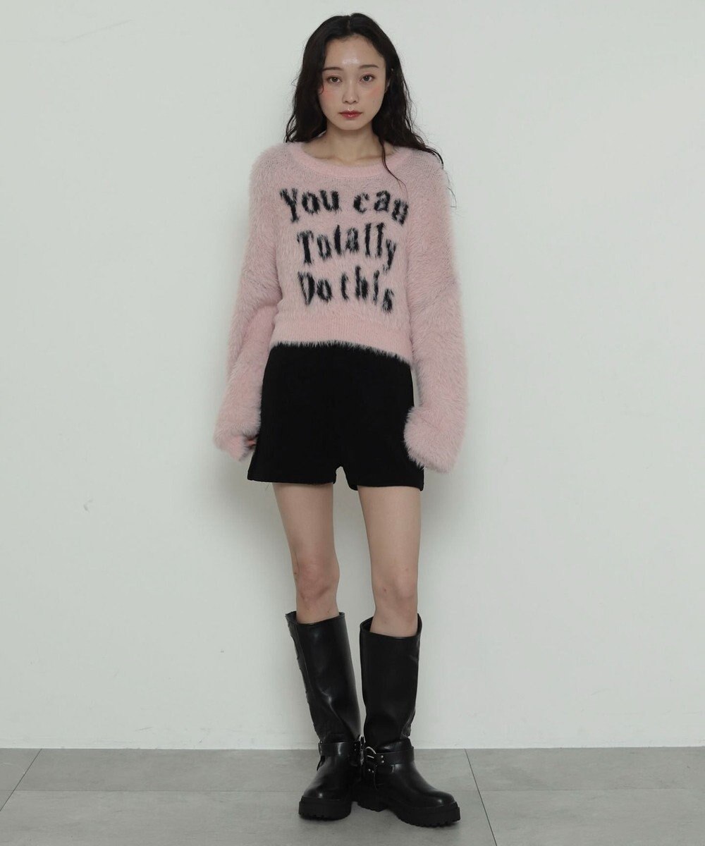 WEGO ロゴシャギーショートニット 