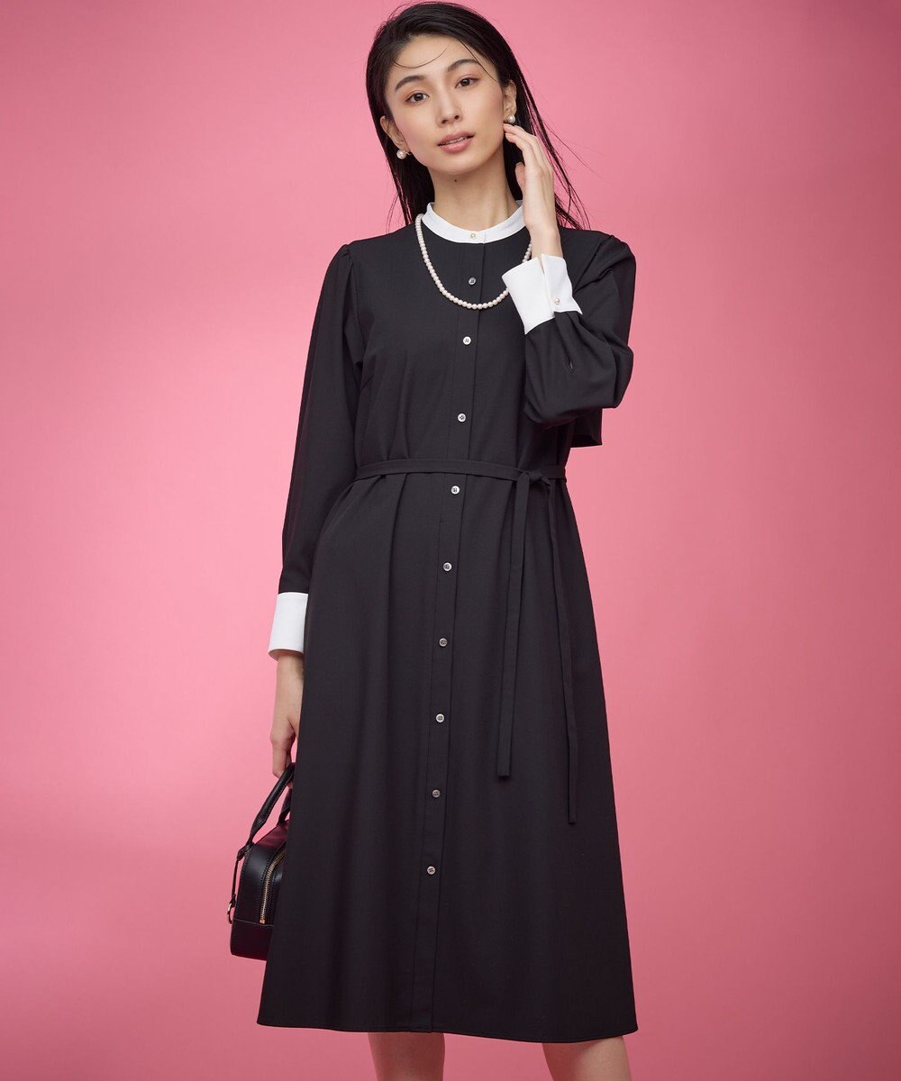 組曲 L 【KUMIKYOKU NAVY】ウーステッドライククロス シャツワンピース 