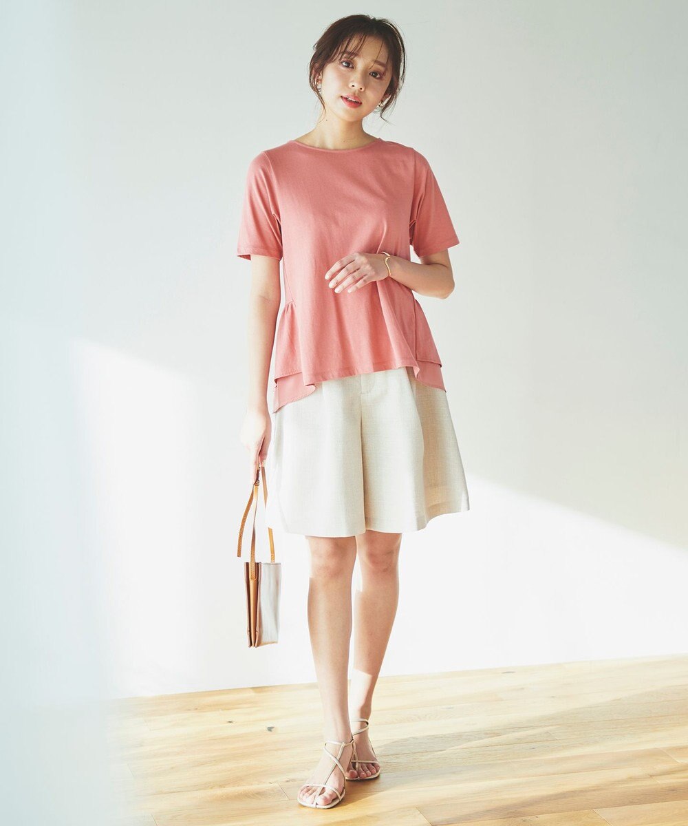 Feroux 【UVケア】バックペプラムチュニック Tシャツ 