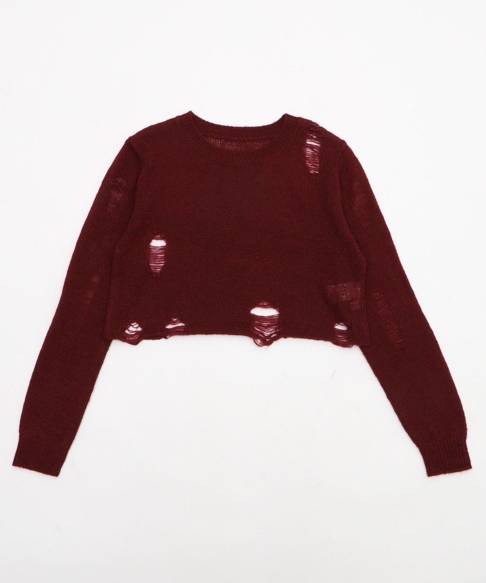 WEGO モヘアタッチダメージショートニット 