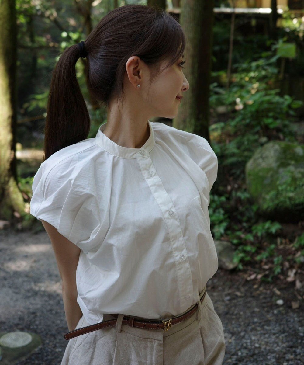 Green Parks タックデザインショート丈シャツ 