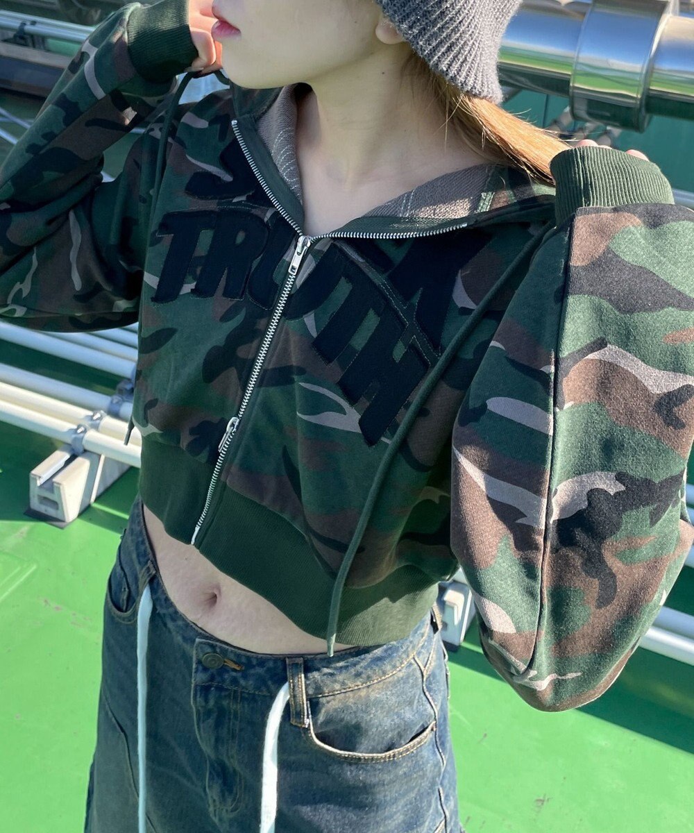 WEGO ロゴZIPショートパーカー 