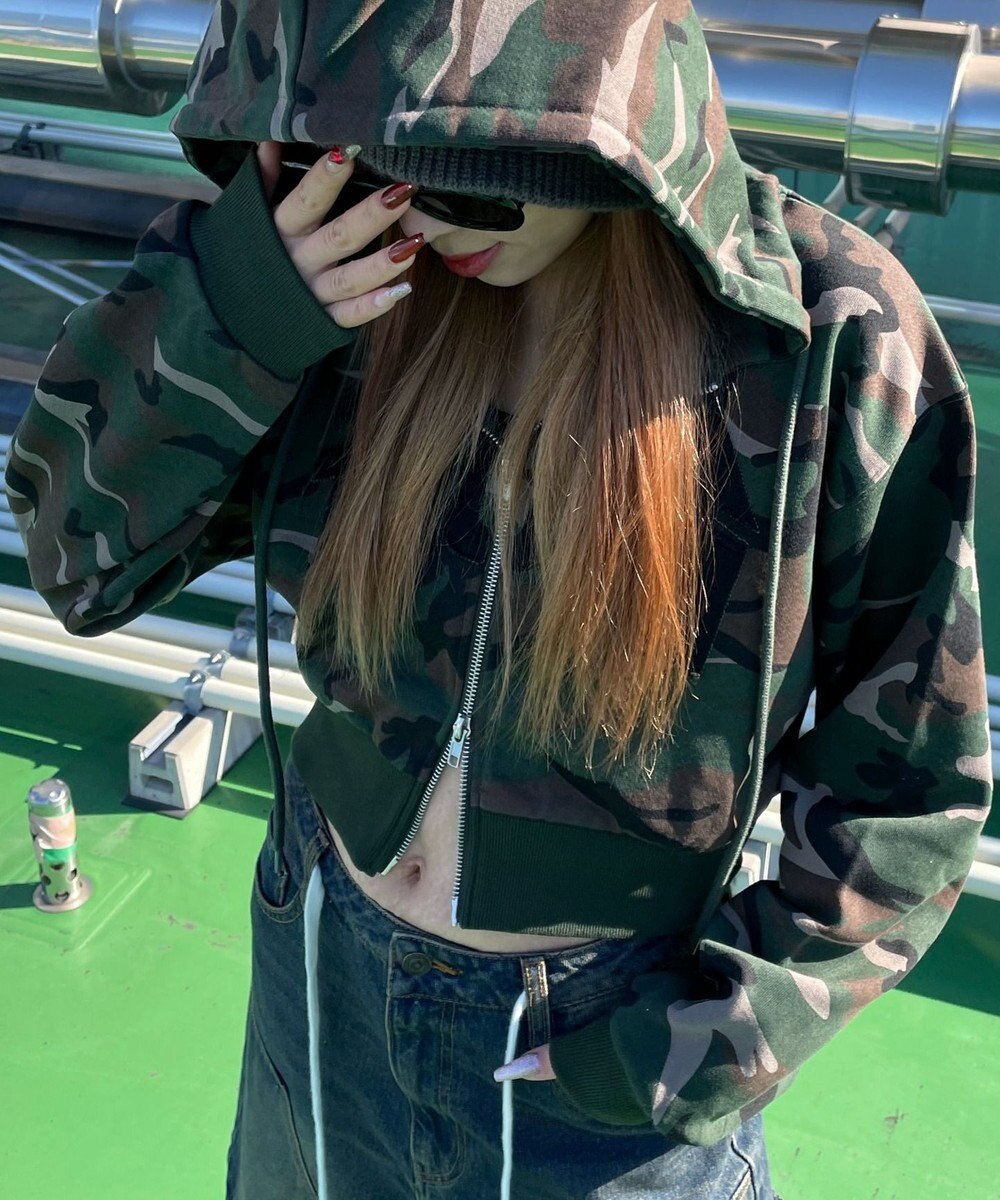 WEGO ロゴZIPショートパーカー 